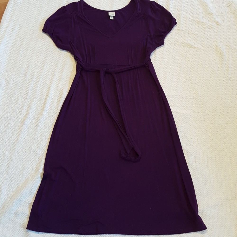 Purple midi dress with removable belt